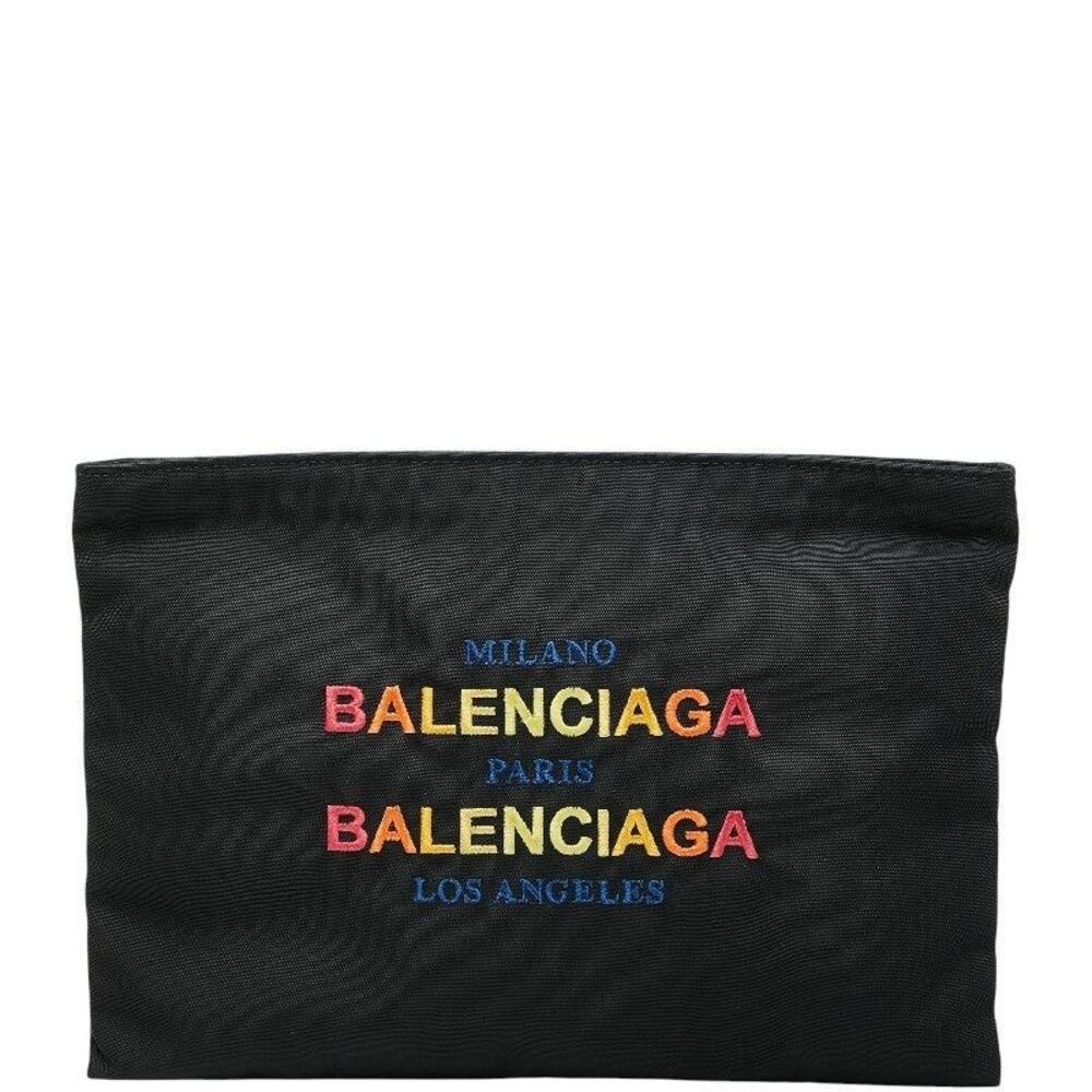 Balenciaga Logo Nylon Clutch Bag Multicolor